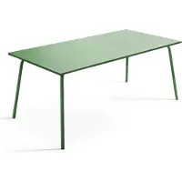 Oviala Table de jardin rectangulaire en métal 8 places 180 cm vert cactus - Palavas