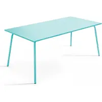 Oviala Table de jardin rectangulaire en métal 8 places 180 cm turquoise - Palavas