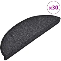 vidaXL Tapis d'escalier 30 pièces 56 x 17 x 3 cm Anthracite Demi-rond