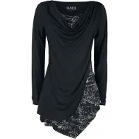 Black premium by emp T-shirt manches longues de - Haut Manches Longues Noir Avec Col Cascade & Imprimé - XS - 5XL - pour Femme - noir - Taille L
