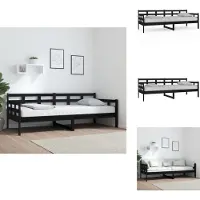 vidaXL Lit de jour noir pin massif 80x200 cm - Lits et Sommiers