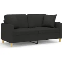 vidaXL Canapé 2 places avec oreillers décoratifs noir 140 cm tissu