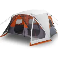 vidaXL Tente familiale avec LED 10 personnes gris clair orange Quick Release