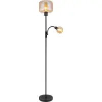 Globo Lampadaire noir Giuseppe verre ambré