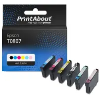 PrintAbout Cartouche compatible pour Epson T0807 - 6 couleurs - Multipack