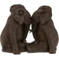 J-Line Couple Eléphant Poly Marron Foncé Large
