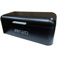 Ceruzo Metal Bread bin - Flap lid - Matt Black - Air holes-Inh. approx 14 litres - 42 x22 xH17 cm