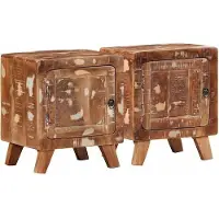 vidaXL Table de chevet 2 pcs 40x32x46 cm bois massif de récupération
