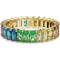 Swarovski Matrix Bague Baguette Coupe Multicolore Couche d'Alliage d'Or, (58)