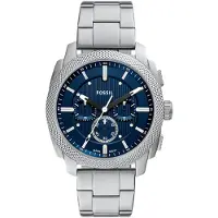 Fossil Montre à affichage analogique 'Machine' bleu marine / argent
