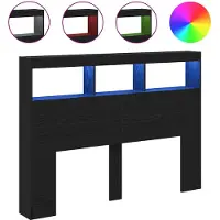 vidaXL Tête de lit LED avec étagères Noir aspect chêne 140x17x102 cm