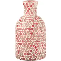 J-Line Vase coeur mosaique verre rose large