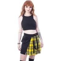 Chemical Black Jupe courte Rockabilly de - Jupe Infinity - XS - XL - pour Femme - noir/jaune - Taille XL