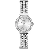 GUESS Montre à affichage analogique 'Gala' argent / transparent / blanc