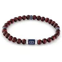 Tommy Hilfiger Bracelet perlé, (18 cm, Acier inoxydable, Bois)