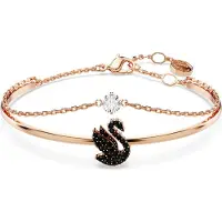 Swarovski Iconic Swan Bracelet-jonc Cygne noir or rose, (Métal )
