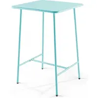 Oviala Table haute de jardin carrée en acier bleu turquoise 70cm - Palavas