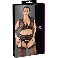 Cottelli Plus Size - ensemble de lingerie en dentelle avec strass (noir) - 2XL