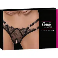 Cottelli - string ouvert avec anneau - luxe - noir - M/L