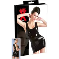 Late X Robe mini sans manches en latex (noir) - M
