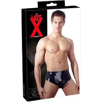 Late X Sous-vêtement masculin avec gode anal conique interne (noir) - XL