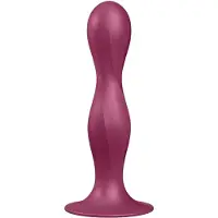 Satisfyer Double Ball-R - gode ventouse lesté - silicone rouge