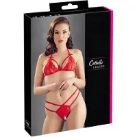 Cottelli - ensemble soutien-gorge ouvert en dentelle - rouge