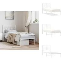 vidaXL Cadre de lit avec tête de lit en métal blanc 80x200 cm