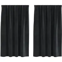 vidaXL Rideaux occultants, 2 pièces, noir, 140 x 140 cm, en velours