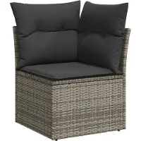vidaXL Ensemble de salon de jardin 10 pièces avec coussins Gris Poly Rattan