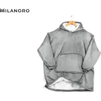 Milanoro - Couverture à capuche ultra-douce - DESTOCKAGE avec remise supplémentaire - Gris foncé