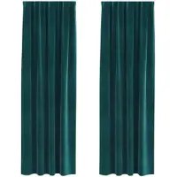 vidaXL Rideaux occultants 2 pcs vert foncé 140 x 245 cm velours