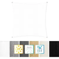 Lumaland voile pare-soleil avec cordes de fixation, 100% HDPE avec stabilisateur pour protection UV, carré 3 x 3 mètres blanc