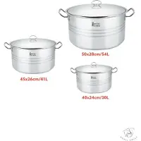ROYAL SWISS - Set De 3 Marmites - Gros Volume - 30 Litres - 41 Litres ¿ 54 Litres