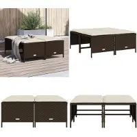vidaXL Tabourets de jardin avec coussins lot de 4 marron poly rotin