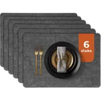Castagnola Sets de table aspect cuir - Sets de table antidérapants en cuir artificiel - Sous-verre hydrofuge - Sous-verre - Sets de table en plastique - 6 pièces - 45 x 30 cm - Mélange noir