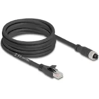 DeLOCK - Câble de réseau - 8 broches M12-X (F) à RJ-45 (M) - 5,0m - 6,8 mm - S/FTP - CAT 5e - codé X, flexible - noir (80594)