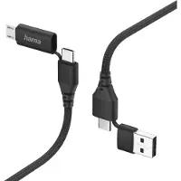 Hama Cble chrg multi. 4 en 1, USB-C et USB-A - USB-C et micro-USB,1,5m, nr