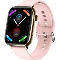 Nuvance - Smartwatch Hommes et Femmes avec Bluetooth - IP68 Waterproof - Convient à tous les Smartphones - Podomètre et moniteur de fréquence cardiaque - Or