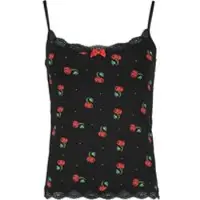 Pussy deluxe Top Rockabilly de - Cherries Classic Top - XS - XXL - pour Femme - noir/rouge - Taille L