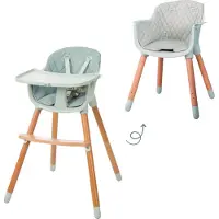 Roba 2in1 Chaise haute et chaise d'enfant 'StyleUp wood' incl. rembourrage d'assise en gris