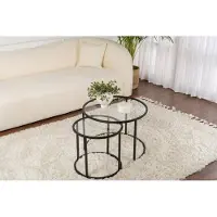 Skye Decor , Black-Transparent-60-42, Ensemble de tables basses, noir, VERRE TRAITÉ, 60 x 60 x 43 cm