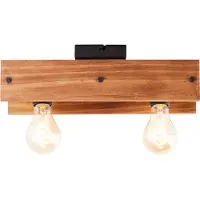 Brilliant Plafonnier Calandra 2 lumières noir avec bois marron