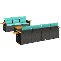 vidaXL Ensemble de jardin canapé 8 pièces avec coussins noir poly rotin