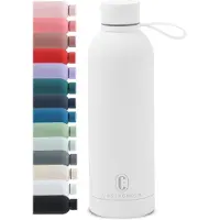 Castagnola Bouteille d'eau - Bouteille en acier inoxydable 500 ML - Thermos en acier - Bouteilles à boire pour adultes - Double paroi - Blanc