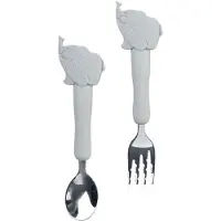 Saro set de couverts Little Elephants silicone / acier inoxydable gris 2 pièces