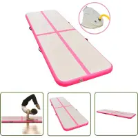 The Living Store Tapis de gymnastique gonflable avec pompe 400x100x10 cm PVC rose