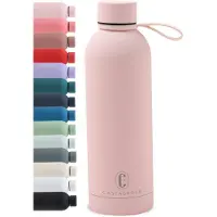 Castagnola Bouteille d'eau Castagnola - Bouteille à boire en acier inoxydable 500 ML - Thermos en acier - Bouteilles à boire pour adultes - Double paroi - Rose clair