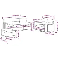 vidaXL Ensemble de canapés 3 pièces avec coussins vin rouge Tissu