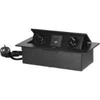 ORNO Prise électrique pour meuble - OR-GM-9035/B - Noir - Chargeur USB - 2 prises - Câble de 1,5 m